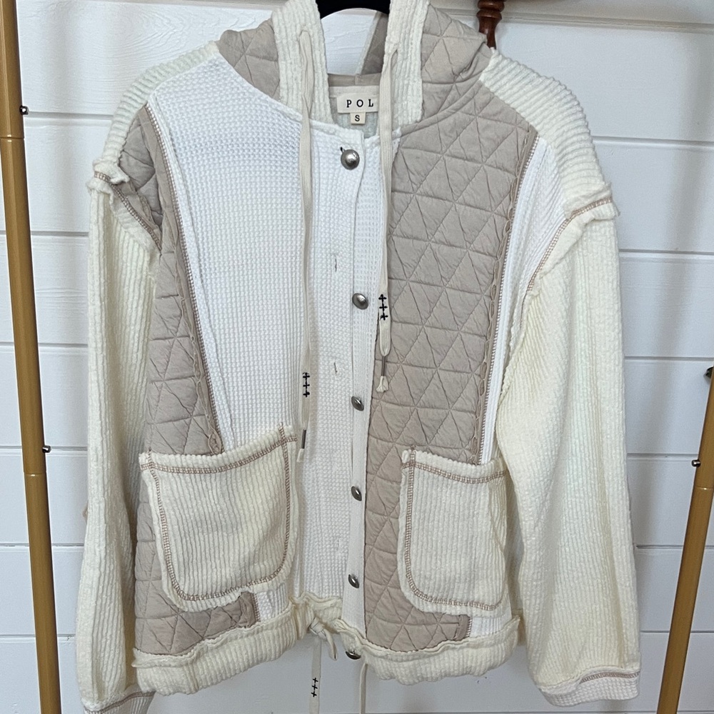 POL Textured Cream and Tan Jacket
